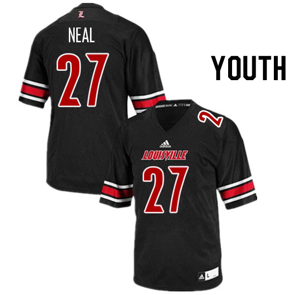 Youth #27 Devin Neal Louisville Cardinals College Football Jerseys Stitched Sale-Black - Click Image to Close